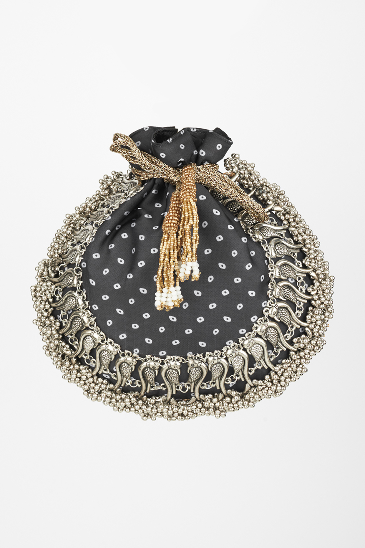 Black Embellished Potli by 5 Elements at Pernia's Pop Up Shop