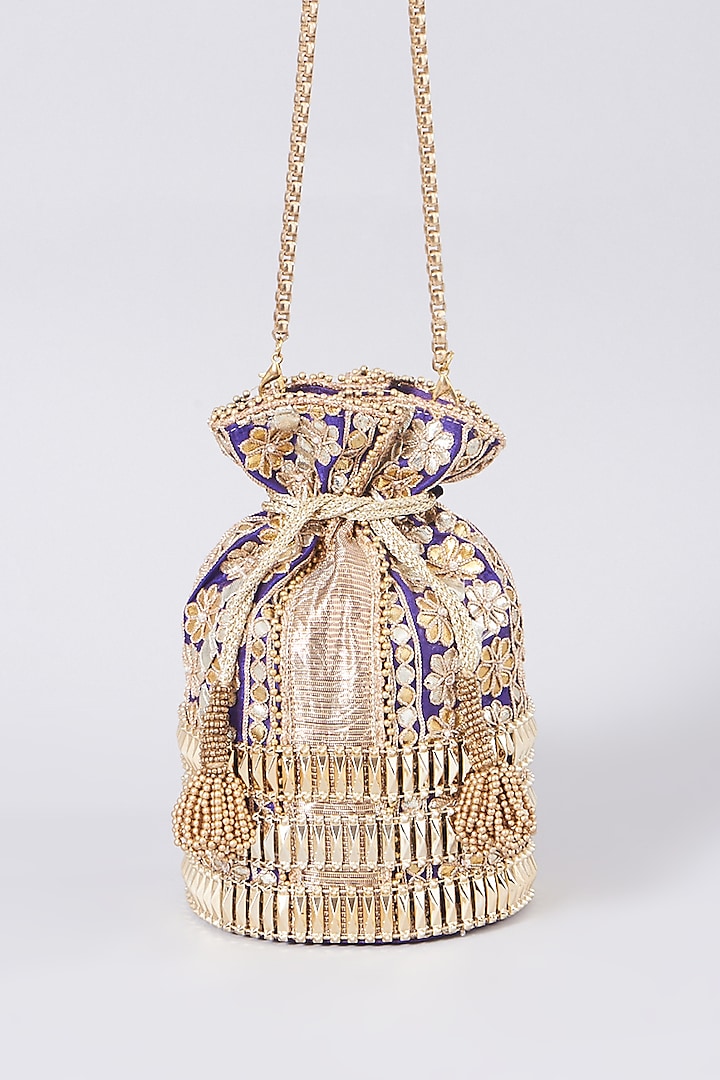 Gold Sequins Handcrafted Potli by 5 Elements at Pernia's Pop Up Shop
