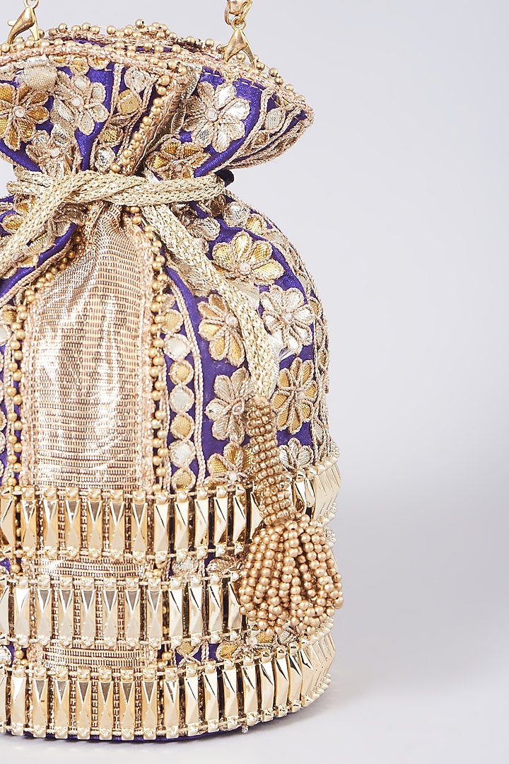 Gold Sequins Handcrafted Potli by 5 Elements at Pernia's Pop Up Shop