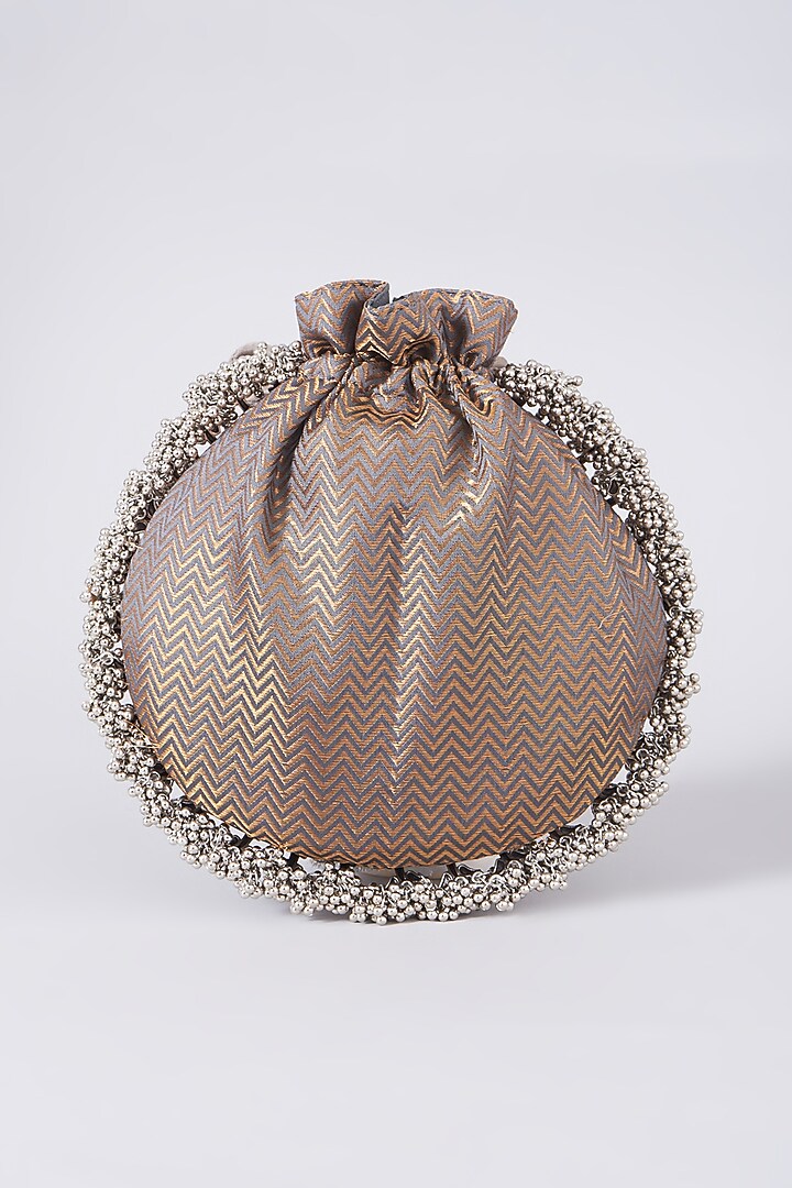 Grey Embellished Potli by 5 Elements at Pernia's Pop Up Shop