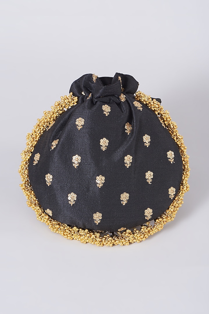 Black Embellished Potli by 5 Elements at Pernia's Pop Up Shop