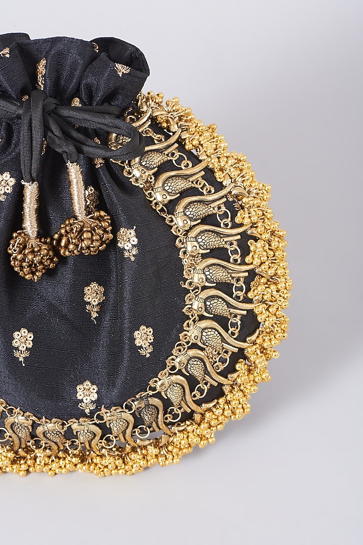Black Embellished Potli by 5 Elements at Pernia's Pop Up Shop