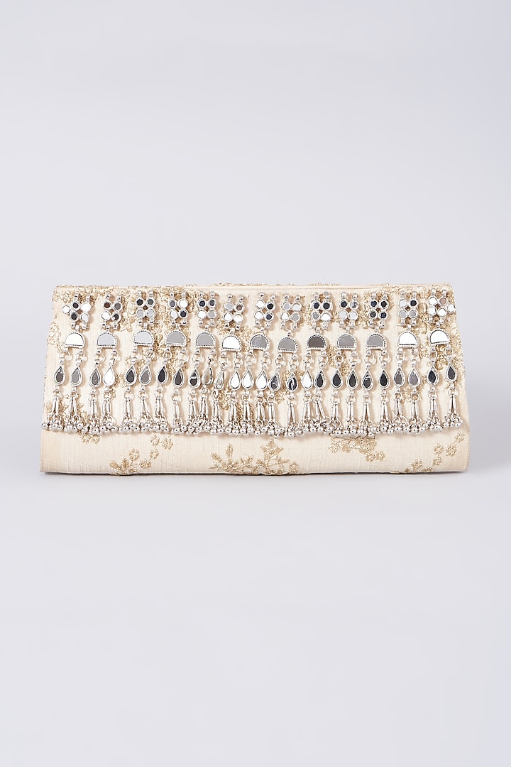 Off-White Ghungroo Embellished Clutch by 5 Elements at Pernia's Pop Up Shop
