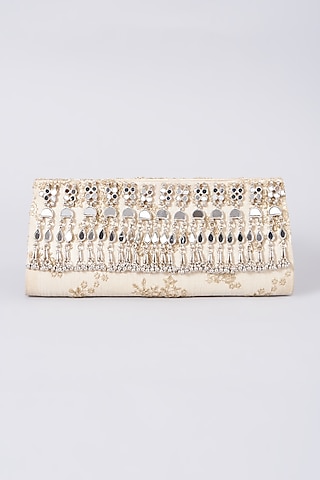 Off-White Ghungroo Embellished Clutch by 5 Elements