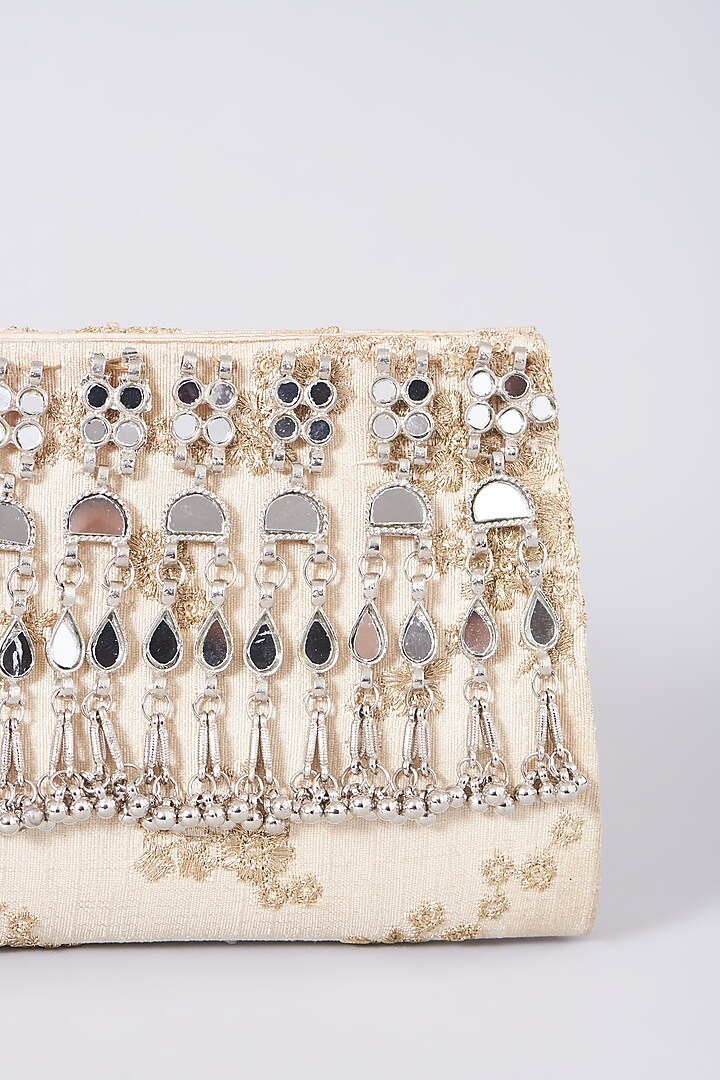 Off-White Ghungroo Embellished Clutch by 5 Elements at Pernia's Pop Up Shop