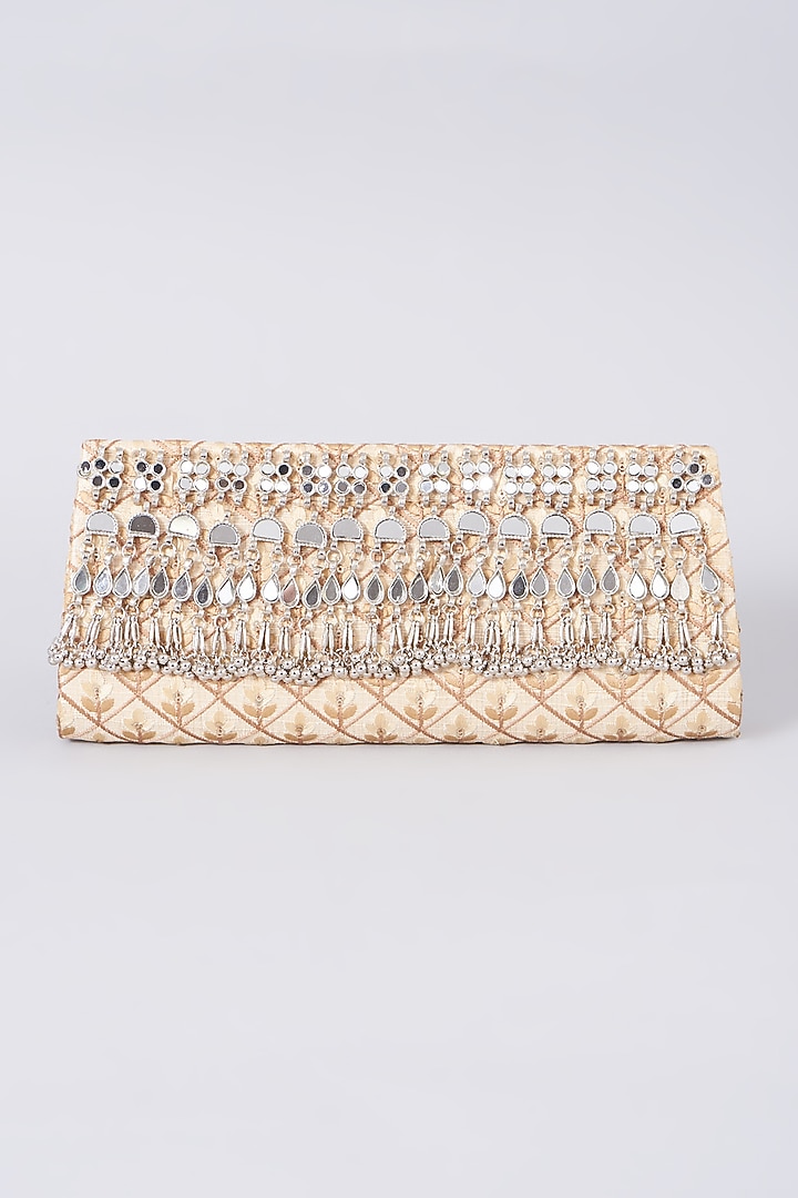 Beige Ghungroo Embellished Clutch by 5 Elements at Pernia's Pop Up Shop