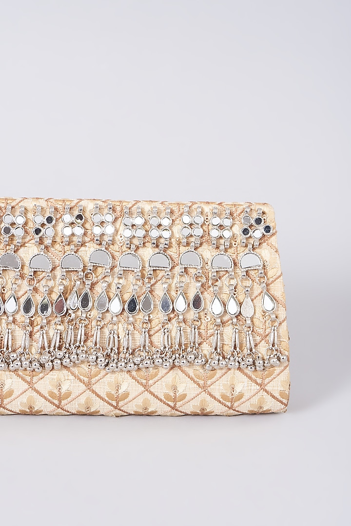 Beige Ghungroo Embellished Clutch by 5 Elements at Pernia's Pop Up Shop