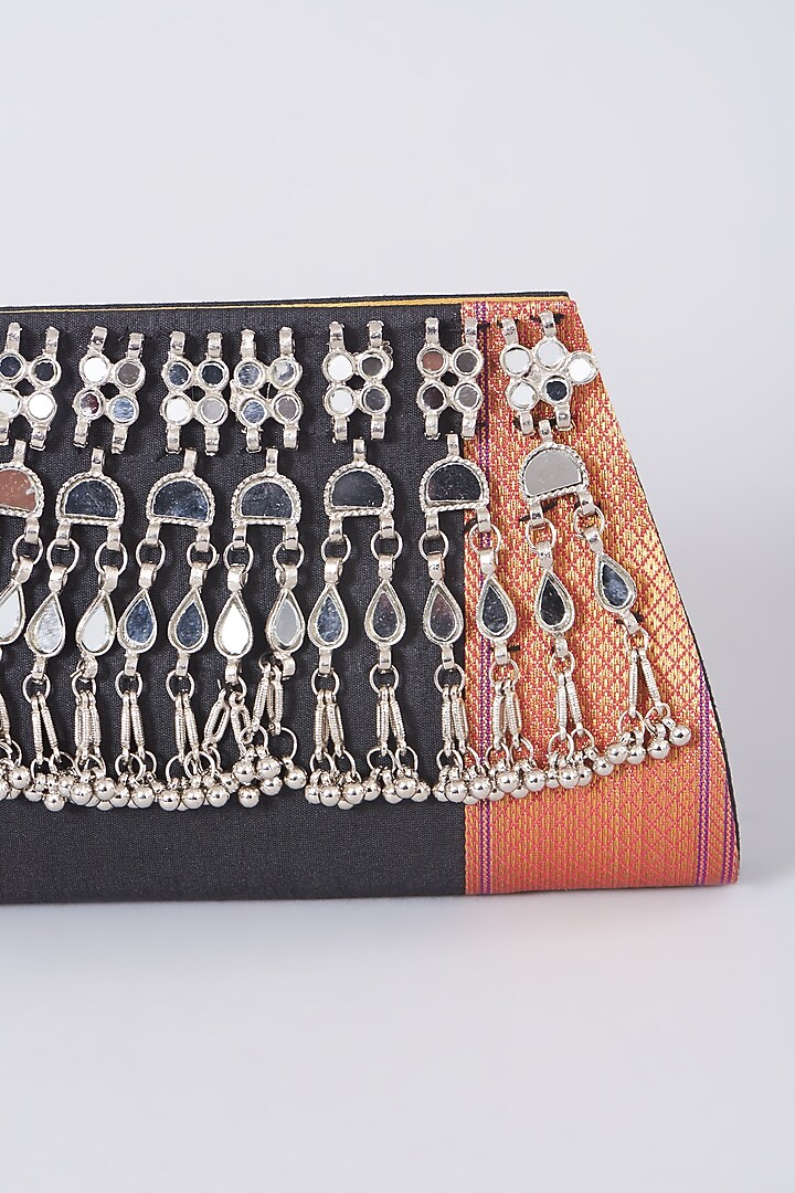 Black & Orange Embellished Clutch by 5 Elements at Pernia's Pop Up Shop