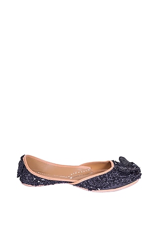 Black Sequins Juttis by 5 Elements