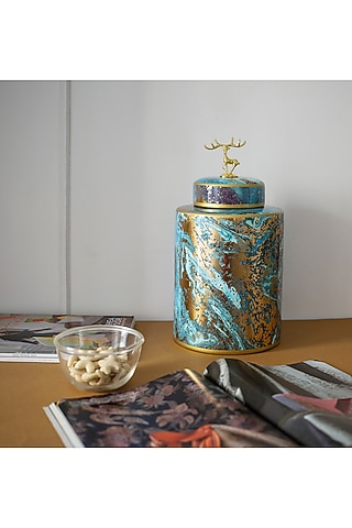 Shaded Blue Porcelain Ceramic Jar by H2H
