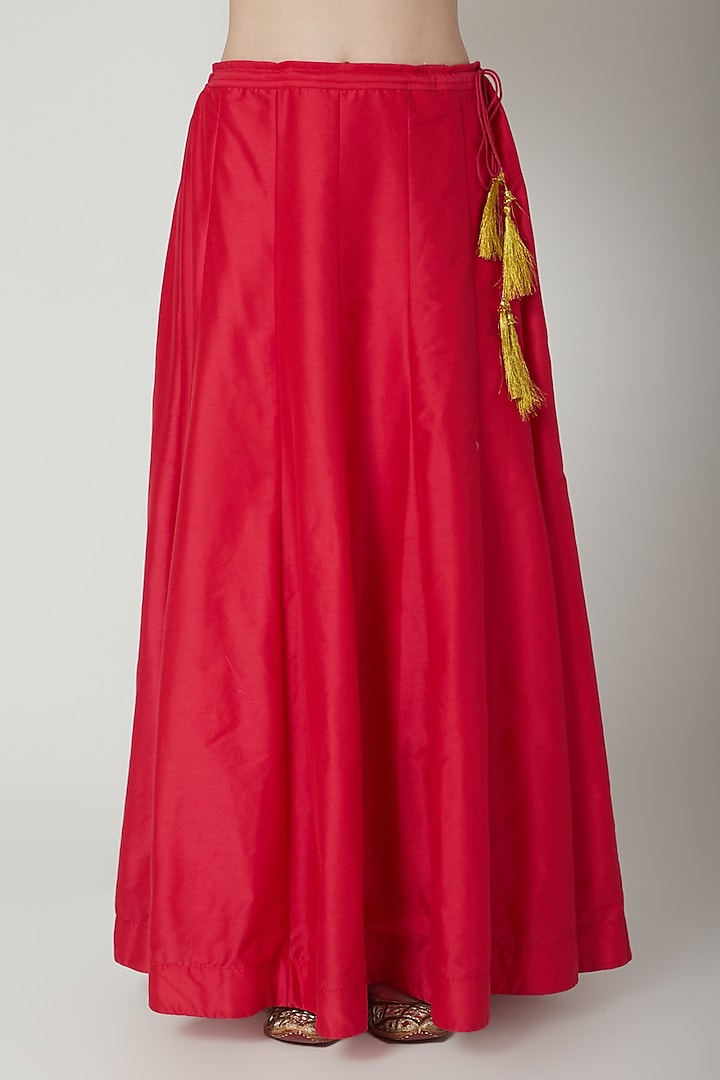 Red Embroidered Party Wear Anarkali Set by 5X by Ajit Kumar at Pernia's Pop Up Shop