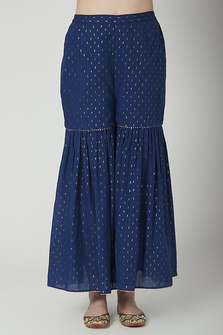 Midnight Blue Embroidered Kurta Set by 5X by Ajit Kumar at Pernia's Pop Up Shop