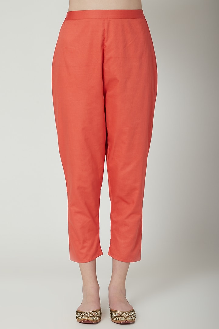 Orange Embroidered Kurta Set by 5X By Ajit Kumar at Pernia's Pop Up Shop