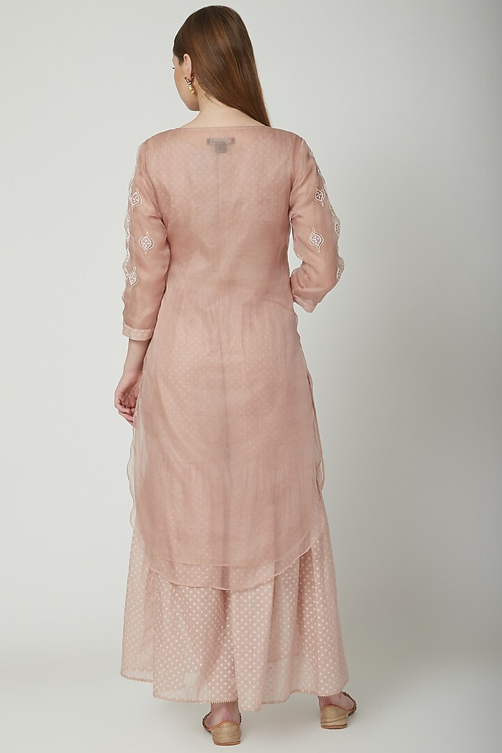 Blush Pink Embroidered Kurta Set by 5X By Ajit Kumar at Pernia's Pop Up Shop