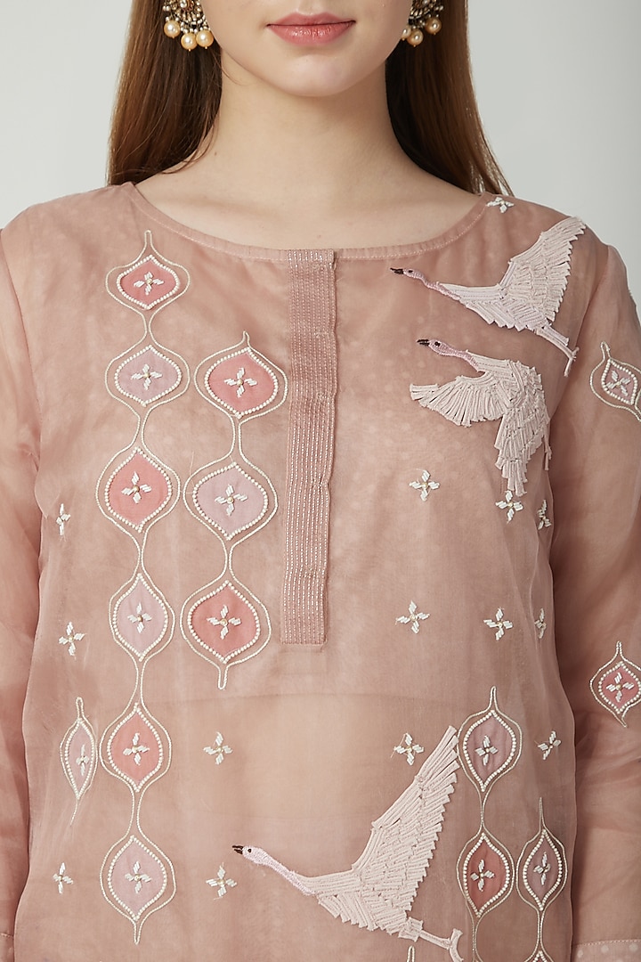 Blush Pink Embroidered Kurta Set by 5X By Ajit Kumar at Pernia's Pop Up Shop