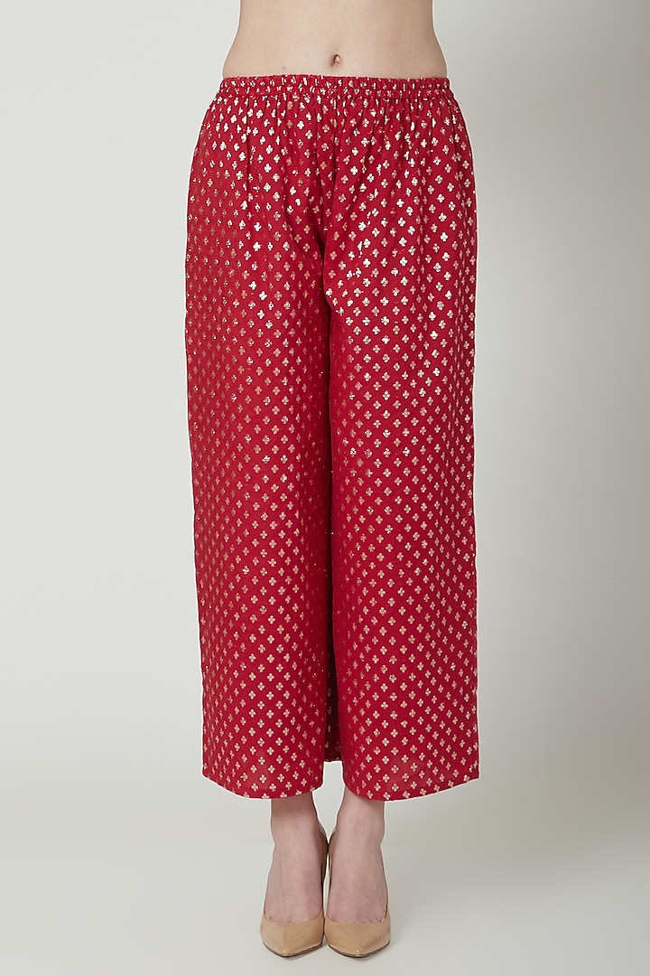Red Sequins Embroidered Kurta Set by 5X by Ajit Kumar at Pernia's Pop Up Shop