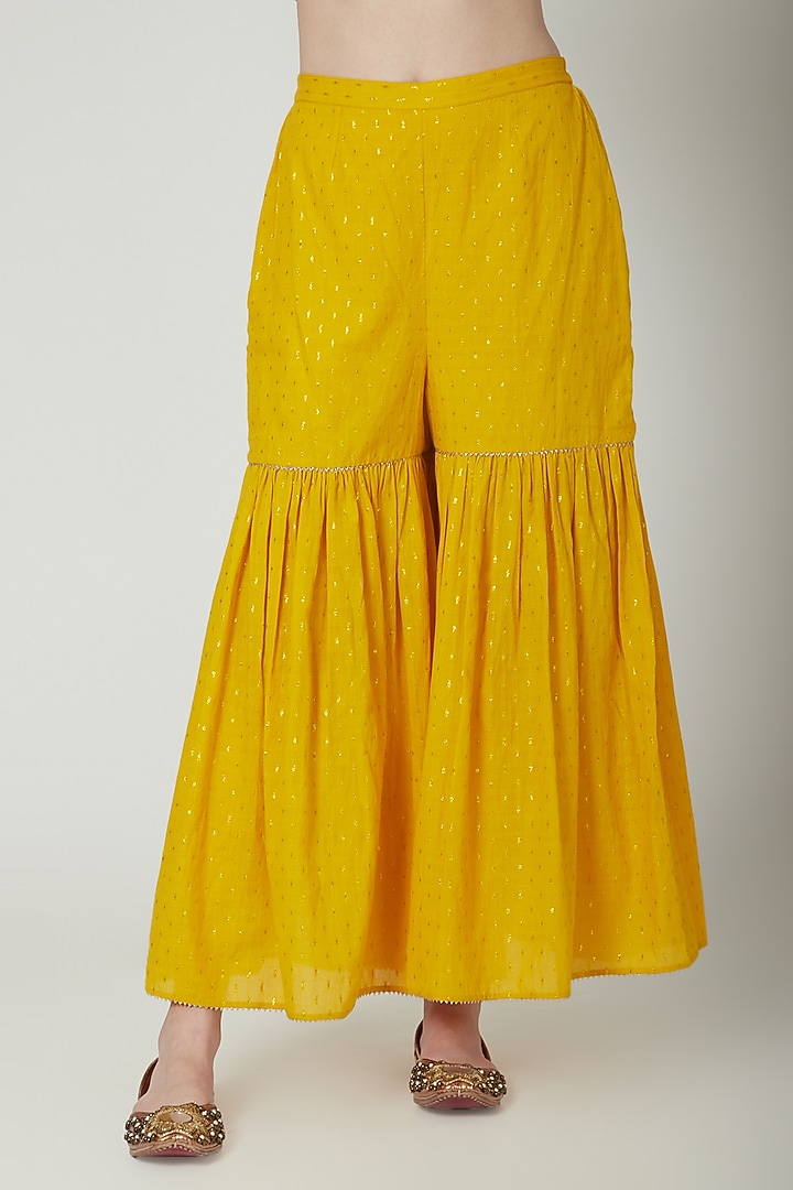Yellow Zardosi Embroidered Kurta Set by 5X by Ajit Kumar at Pernia's Pop Up Shop
