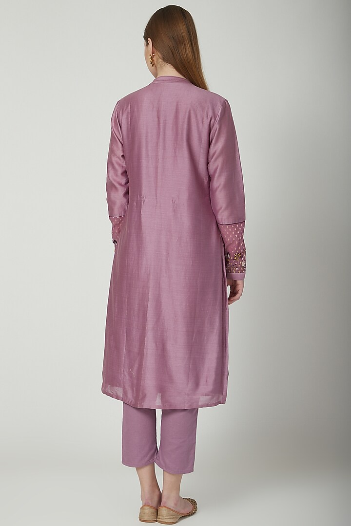 Purple Embroidered Kurta Set by 5X By Ajit Kumar at Pernia's Pop Up Shop
