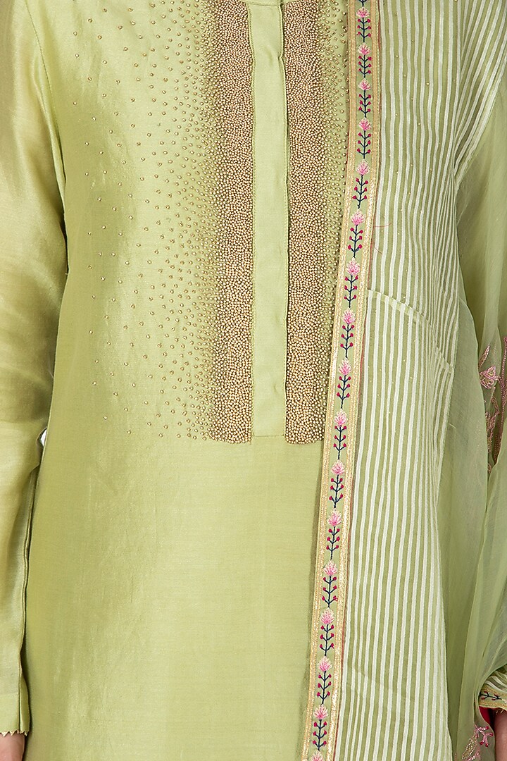 Mint Green Embroidered Sharara Pants by 5X by Ajit Kumar at Pernia's Pop Up Shop