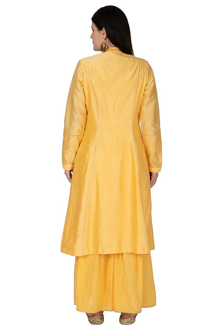 Yellow Embroidered Party Wear Sharara Set by 5X by Ajit Kumar at Pernia's Pop Up Shop