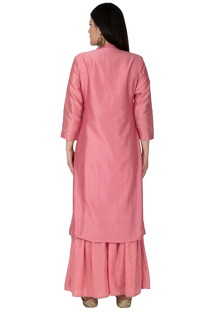 Pink Embroidered Party Wear Sharara Set by 5X by Ajit Kumar at Pernia's Pop Up Shop