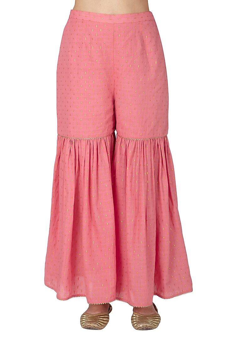 Pink Embroidered Party Wear Sharara Set by 5X by Ajit Kumar at Pernia's Pop Up Shop