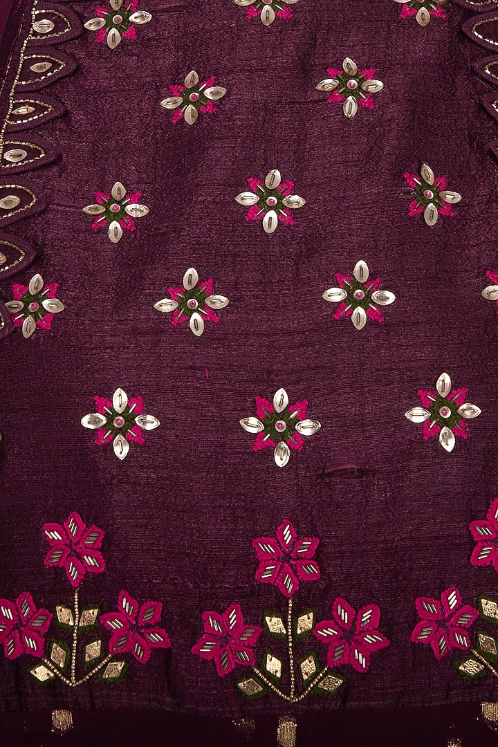 Wine Embroidered Party Wear Anarkali Set by 5X by Ajit Kumar at Pernia's Pop Up Shop
