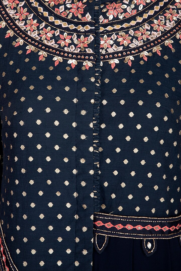 Dark Green Embroidered Asymmetrical Party Wear Anarkali Set by 5X by Ajit Kumar at Pernia's Pop Up Shop