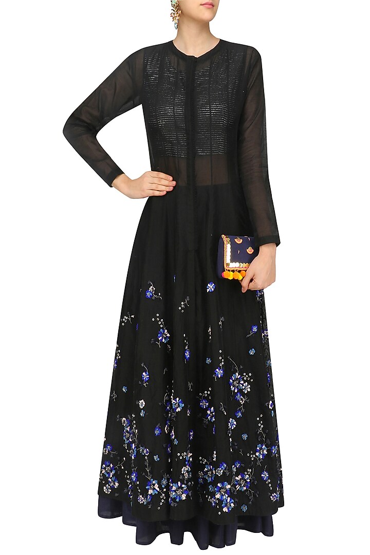 Black panelled anarkali set available only at Pernia's Pop Up Shop.