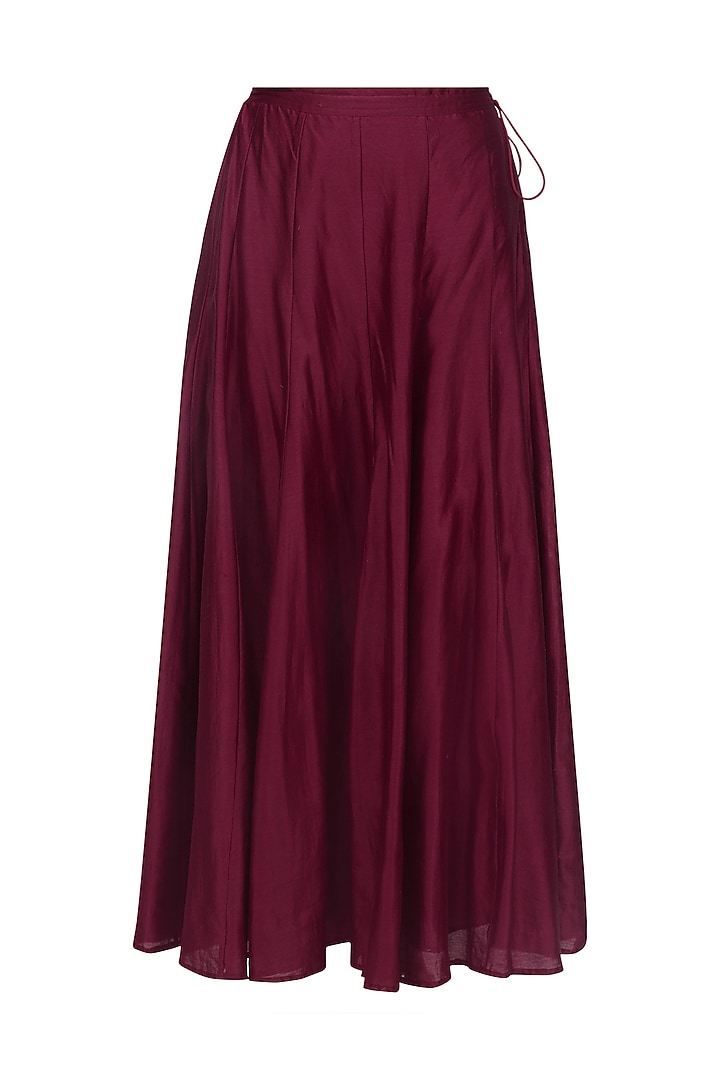 Maroon organza elongated top set available only at Pernia's Pop Up Shop.