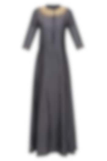 Grey anarkali with maroon drape/saree available only at Pernia's Pop Up Shop.