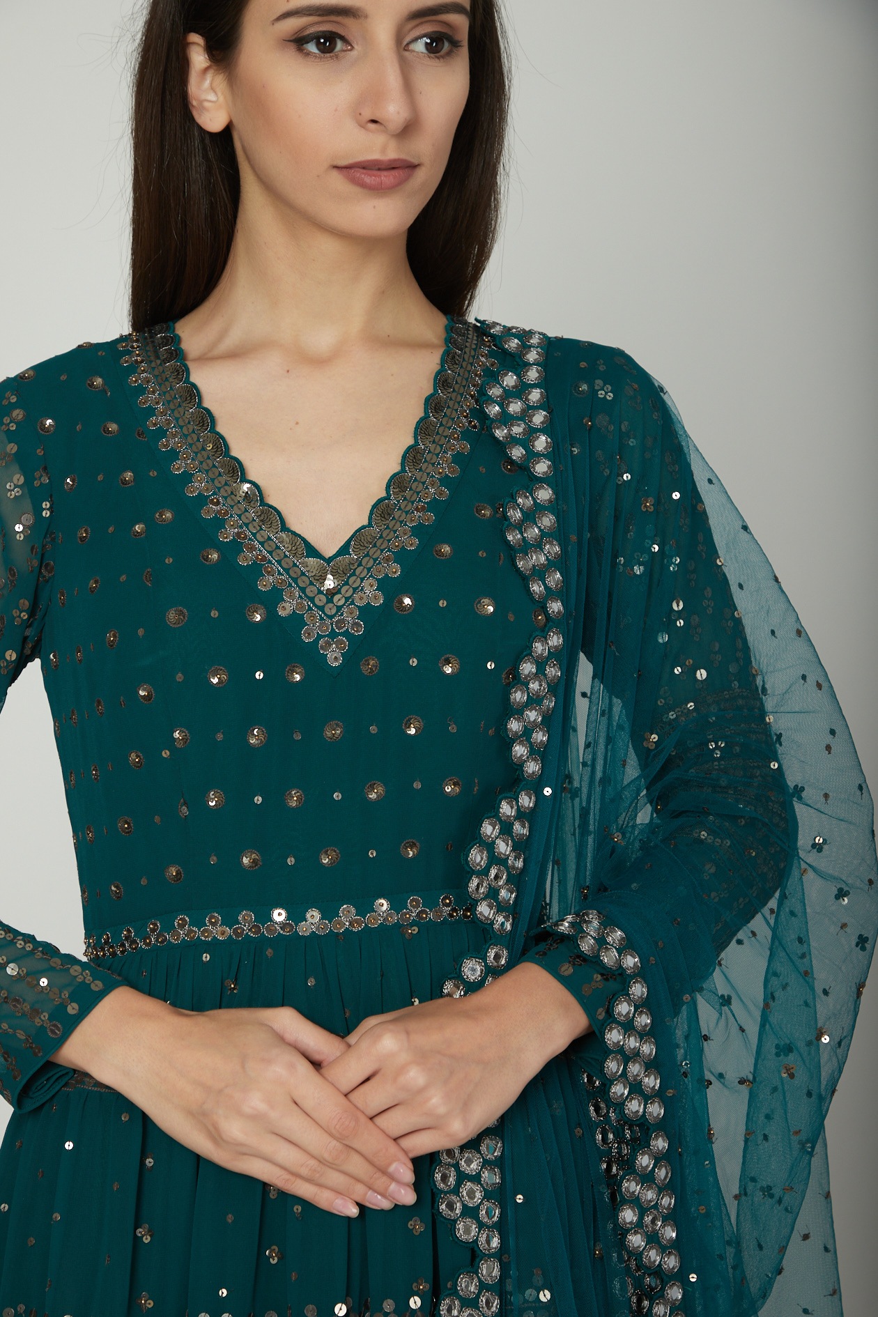 emerald green anarkali