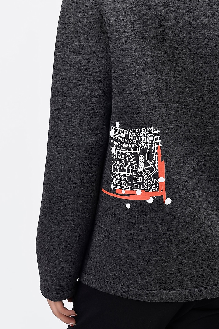 Grey Cotton Printed Sweatshirt by Genes Lecoanet Hemant at Pernia's Pop Up Shop