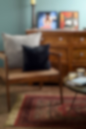 Navy Blue Wool Textured Cushion Cover by Solasta at Pernia's Pop Up Shop