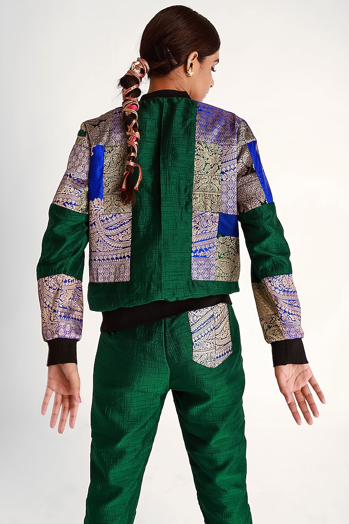 Green Mashru Silk Pant Set by Shriya Singhi at Pernia's Pop Up Shop