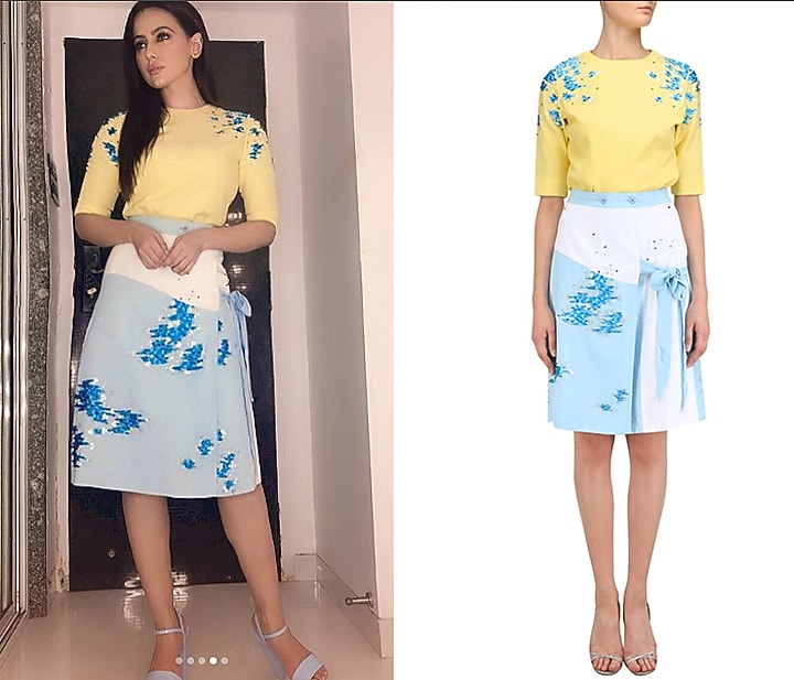 Blue wrap around embroidered skirt available only at Pernia's Pop Up Shop.