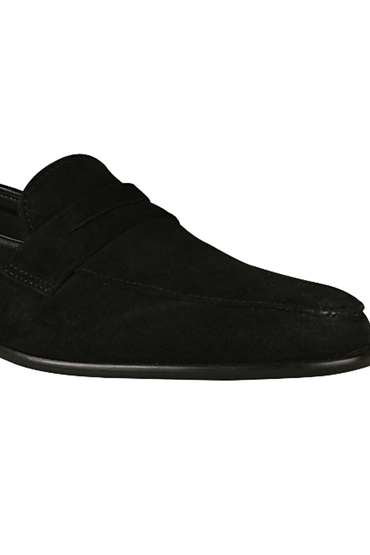 Black Suede Handmade Penny Loafers by SKO Men at Pernia's Pop Up Shop