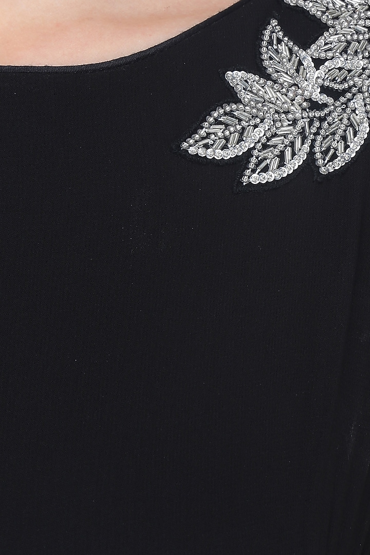 Black and silver floral embroidered anarkali set available only at Pernia's Pop Up Shop.
