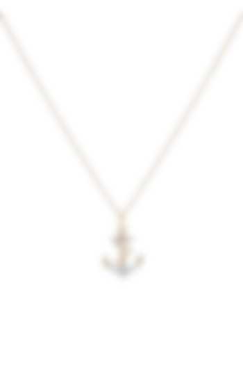 Two-Tone Finish Round-Shaped Diamond Anchor Pendant Necklace by La marque M at Pernia's Pop Up Shop
