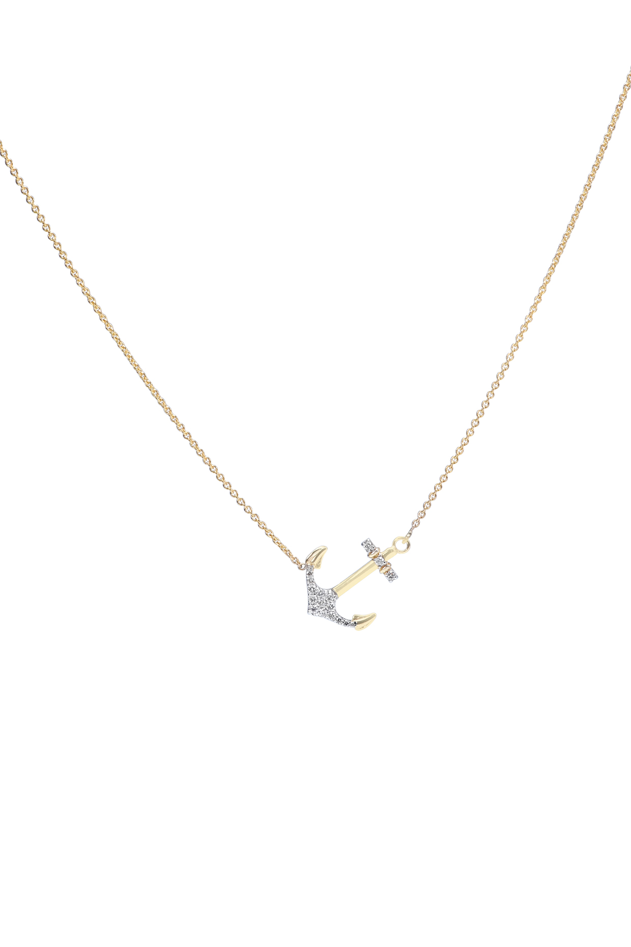 Two-Tone Finish Round-Shaped Diamond Anchor Pendant Necklace by La marque M at Pernia's Pop Up Shop