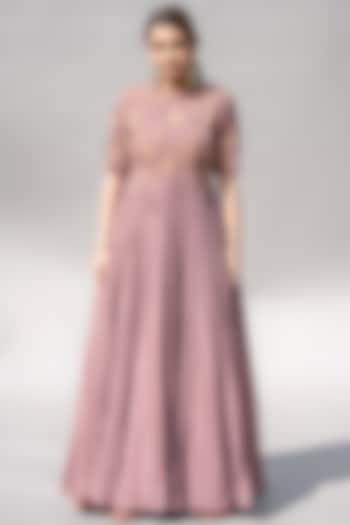 Mauve Ruched & Embellished Dress by Abstract By Megha Jain Madaan