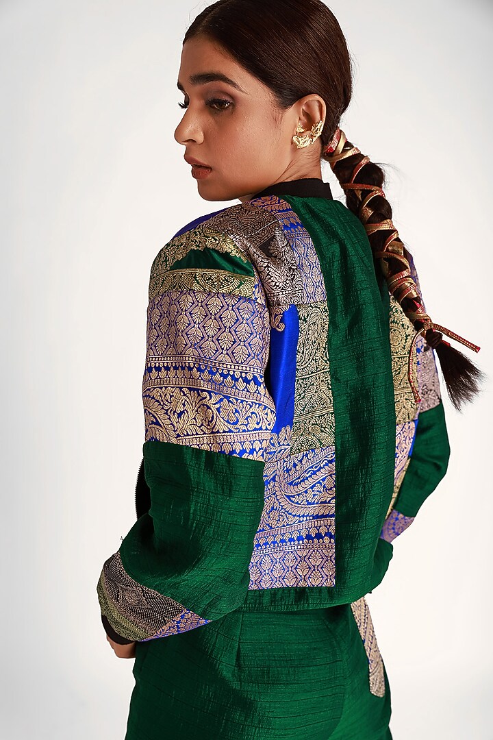 Green Mashru Silk Pant Set by Shriya Singhi at Pernia's Pop Up Shop