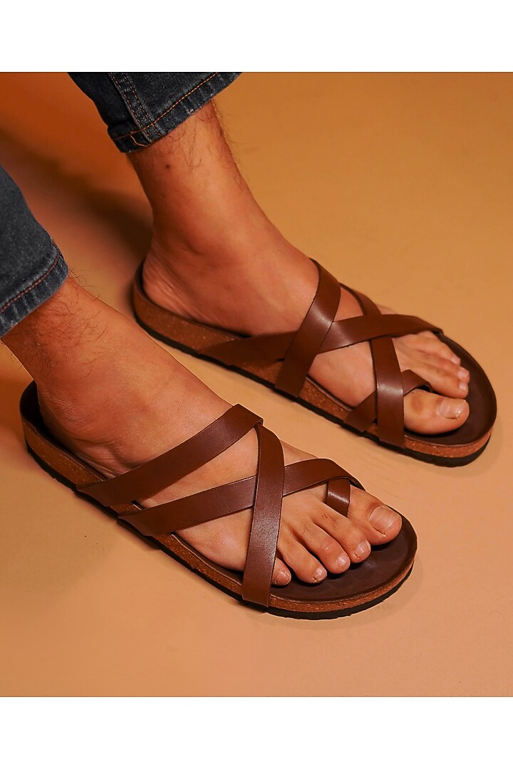 Dark Brown Full Grain Leather Sandals by Dmodot at Pernia's Pop Up Shop