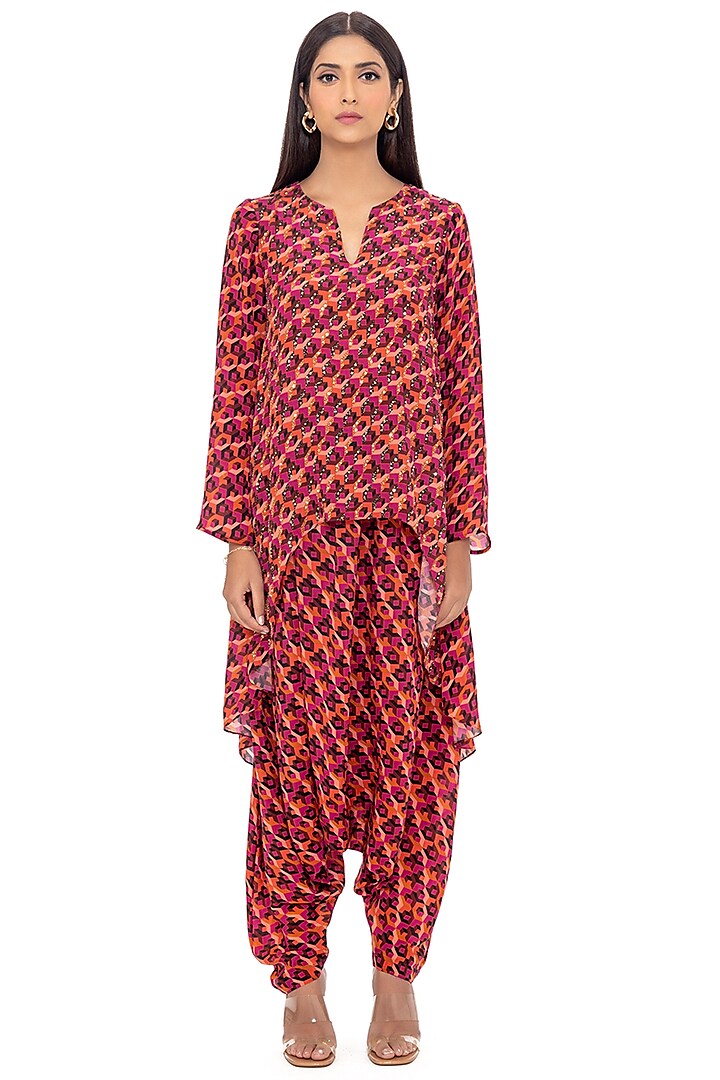 Multi-Colored Embroidered Tunic Set by Gaya