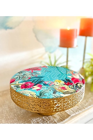 Turquoise & Pink Iron Chilean Deco Cake Stand by Faaya Gifting