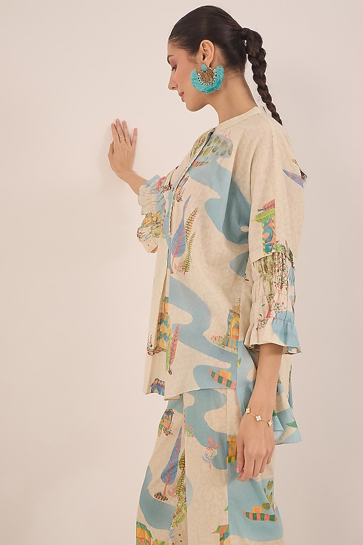 Cream Cotton Printed Co-Ord Set by Shivani Bhargava at Pernia's Pop Up Shop
