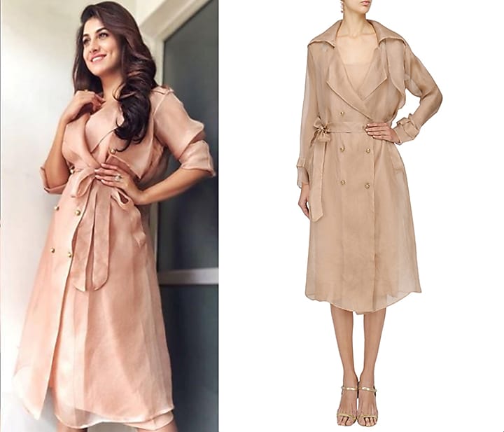 Nude organza trench coat available only at Pernia's Pop Up Shop.