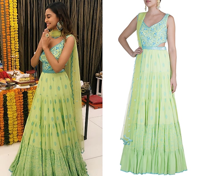 Pista Green Embroidered Anarkali Gown With Dupatta Design by Salian by Anushree at Pernia's Pop Up Shop 2023 Pista Green Embroidered Anarkali Gown With Dupatta Design by Salian by Anushree at Pernia's Pop Up Shop 2023