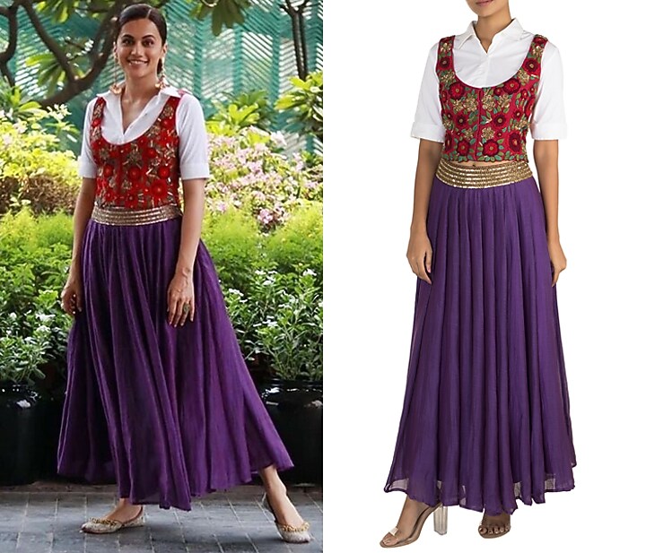 Purple Pinafore Shirt With Skirt by Sonam Luthria at Pernia's Pop Up Shop