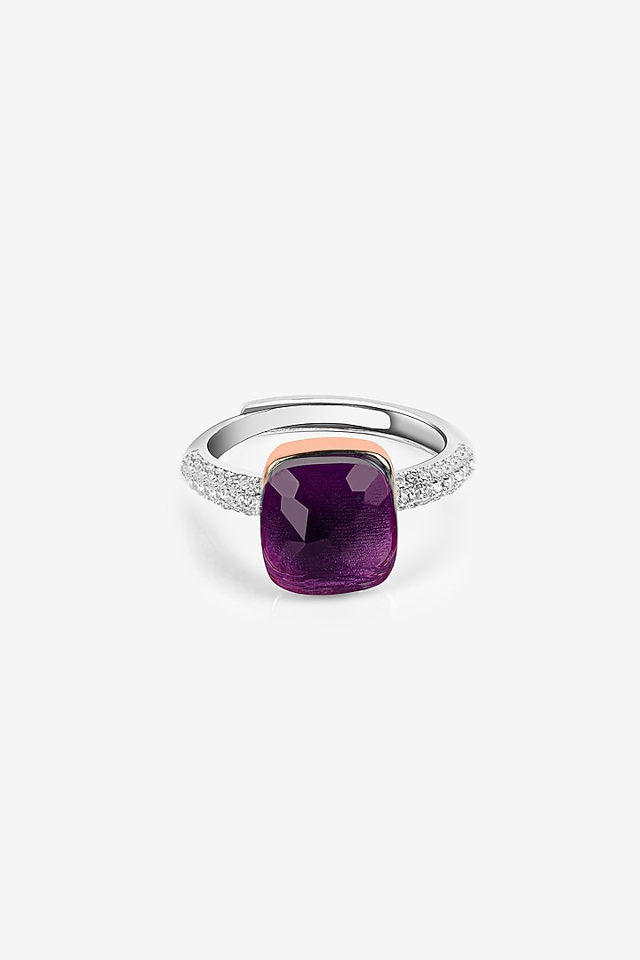 Rose Gold Finish Purple Stone & Zircon Pendant Set In Sterling Silver by TOUCH925 at Pernia's Pop Up Shop